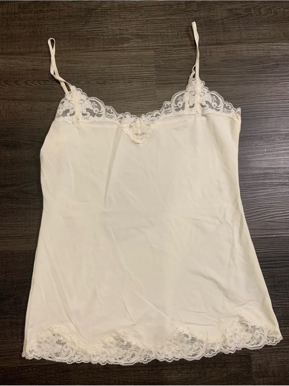 Smart Set Ivory Lace-Trim Satin Cami Slip